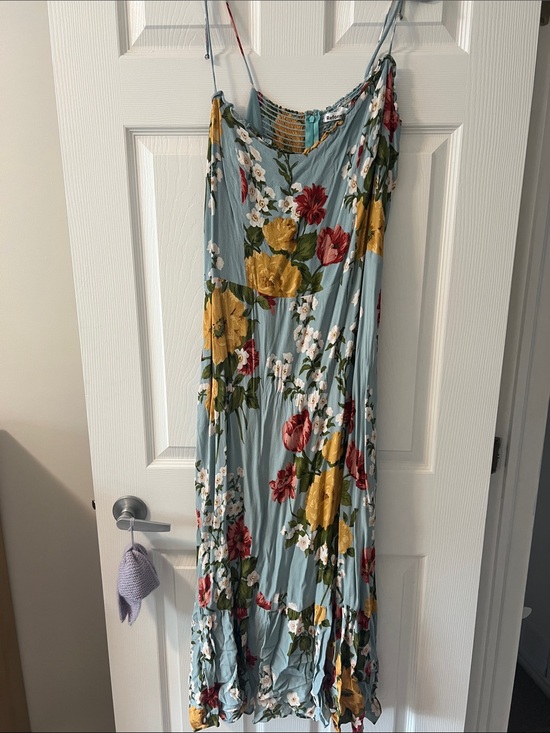 Reformation Dresses & Skirts - Reformation Blue Floral Slip Dress with Yellow & Red Blooms